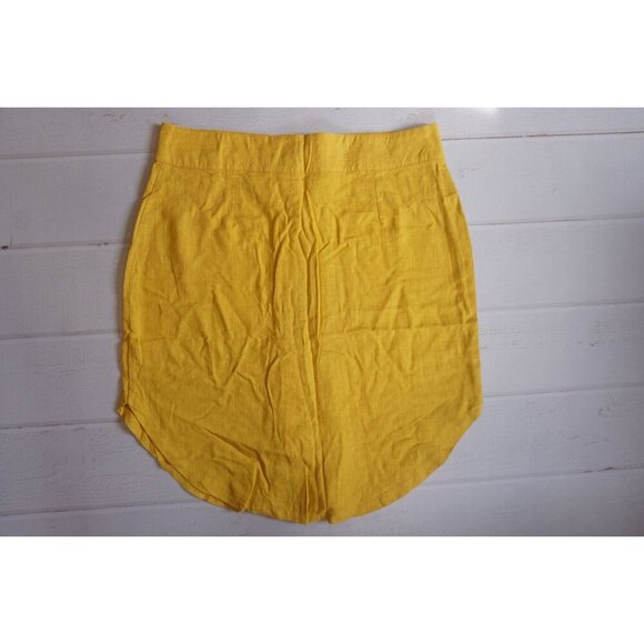 Lucca Mustard Yellow Linen Blend Button-Front Skirt - Size M - Picture 5 of 5